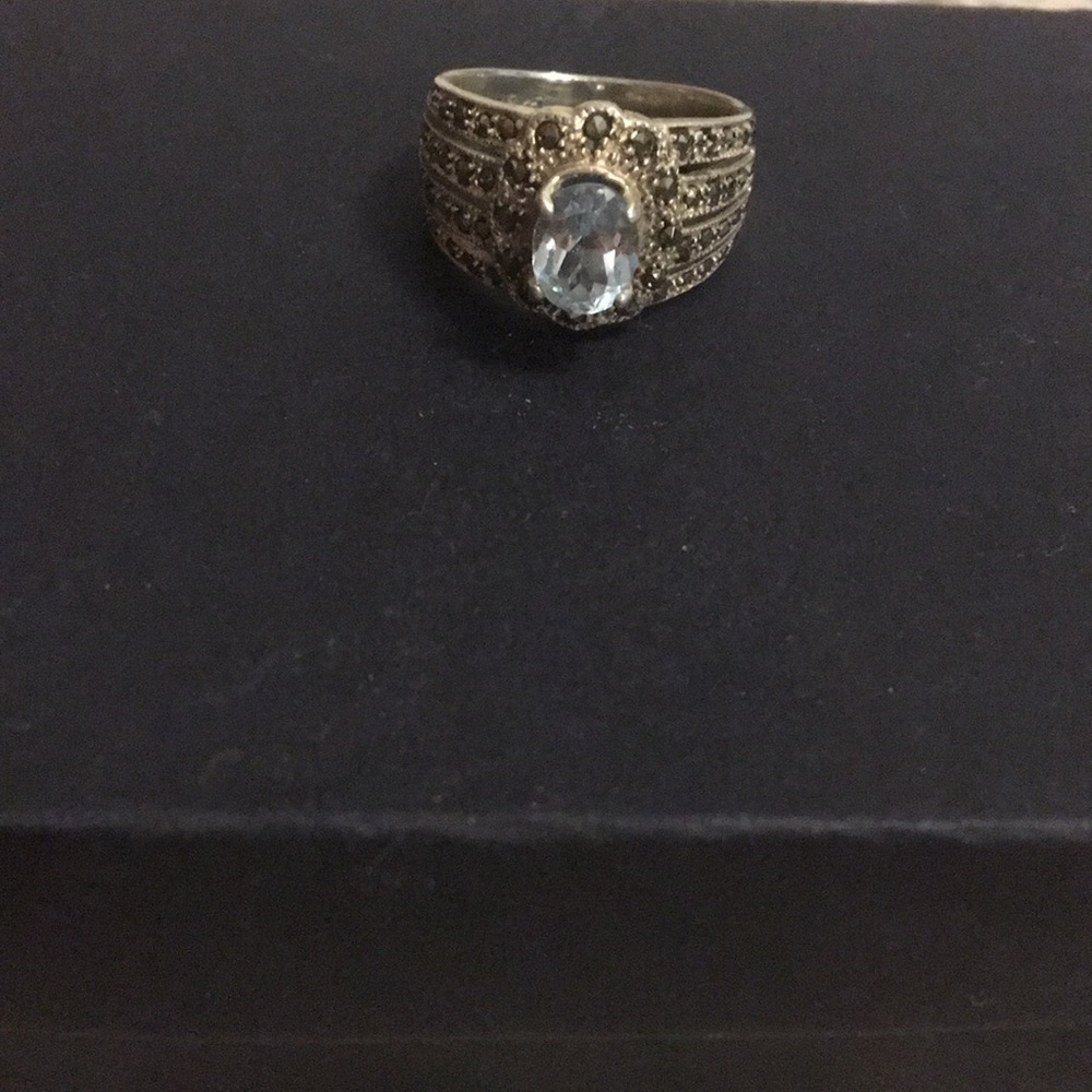 Sterling silver ring with blue stone